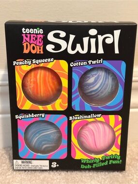 Teenie NeeDoh Swirl 4-Pack Whirly Twirly Doh - Orange, Blue, Pink